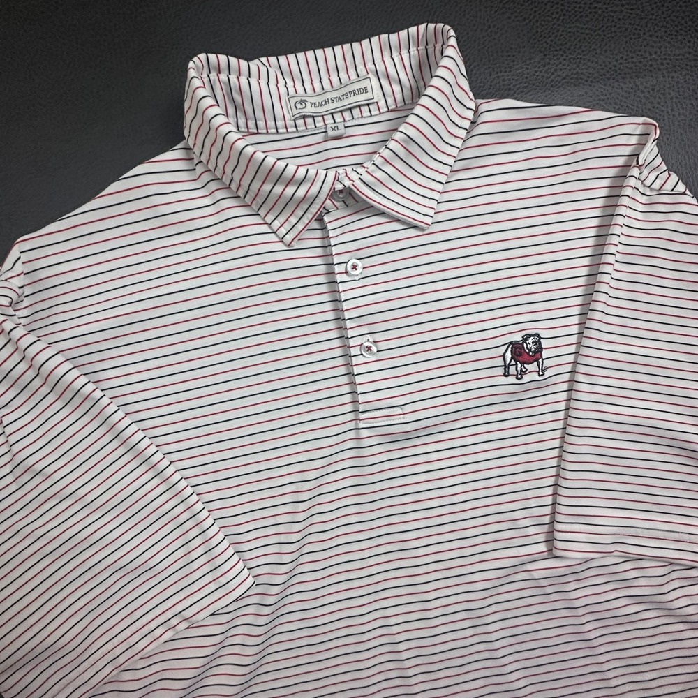 Peach State Pride Shirt Mens XL White UGA Bulldogs Performance Golf Polo Preppy